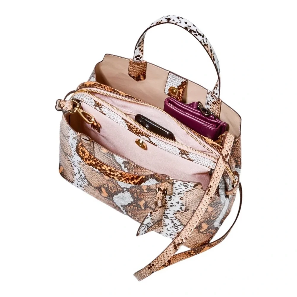 A New Day Snakeskin Print Triple Compartment Satchel Handbag